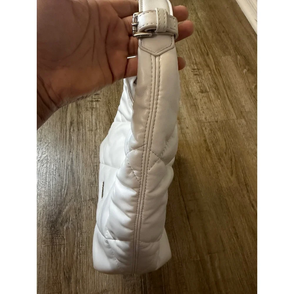 Steve Madden White Quilted Puffer Hobo Shoulder Bag Adjustable Strap Handbag